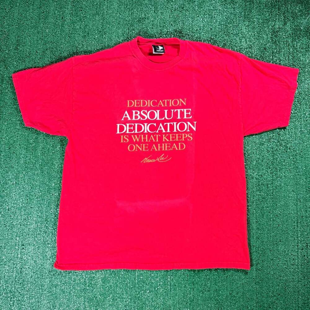 Century Pictures Hanes Beefy Bruce Lee T-Shirt Size XL Red Dedication Dragon